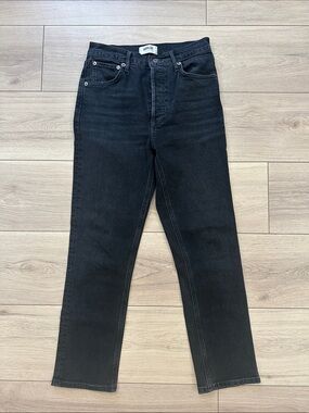 Agolde Riley crop Black Straight-Leg Jeans